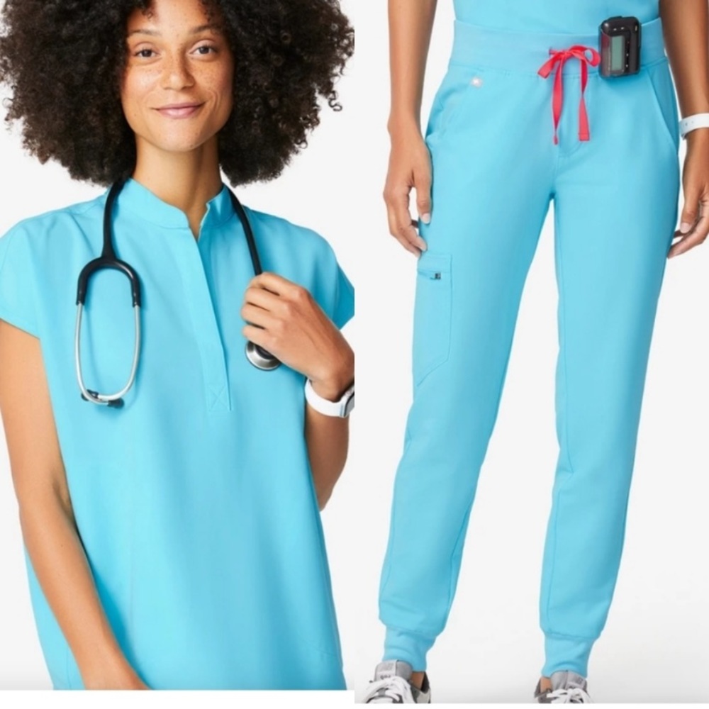 Figs Neon Blue Scrub Set